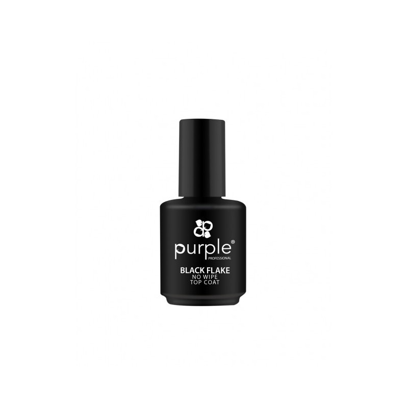 - PURPLE - Top Coat BLACK FLAKE No Wipe 15 ml - PURPLE - Top Coat BLACK FLAKE No Wipe 15 ml