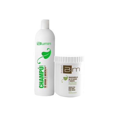 - TAHE - Pack Blumin Té Verde y Menta (champú 1000 ml + mascarilla 700 ml)