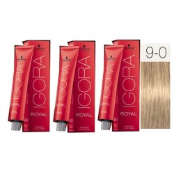 - SCHWARZKOPF - Pack 3 Tintes 9/0 Rubio Muy Claro 60 ml